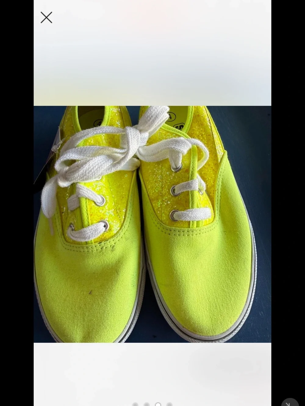 Girls' Neon Yellow Glitter Lace-Up Sneakers